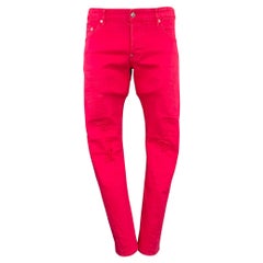 DSQUARED2 Größe 34 Rosa Fuchsia Distressed Baumwollmischung Button Fly Jeans mit Knopfleiste