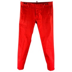 DSQUARED2 Talla 34 Rojo Algodón Elastano Pantalones Button Fly