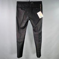 DSQUARED2 Größe 36 Admiral Schwarzes flaches Kleid aus Wolle und Seide mit flacher Vorderseite