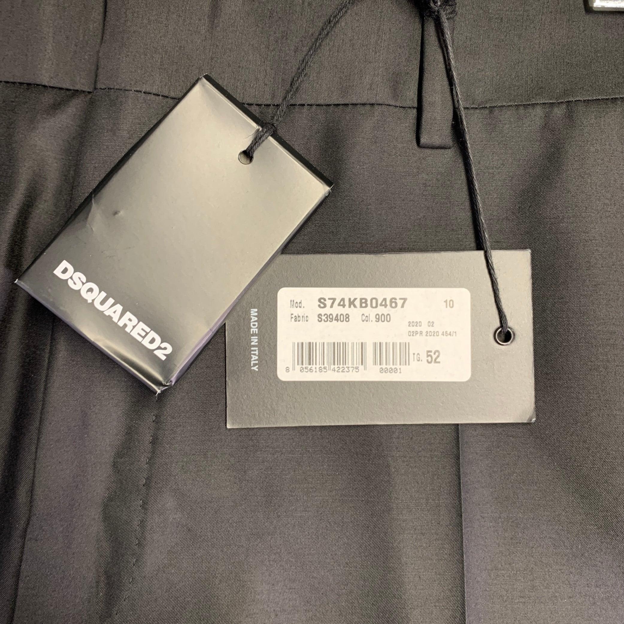 DSQUARED2 Size 36 Admiral Black Wool Silk Flat Front Dress Pants For Sale 5