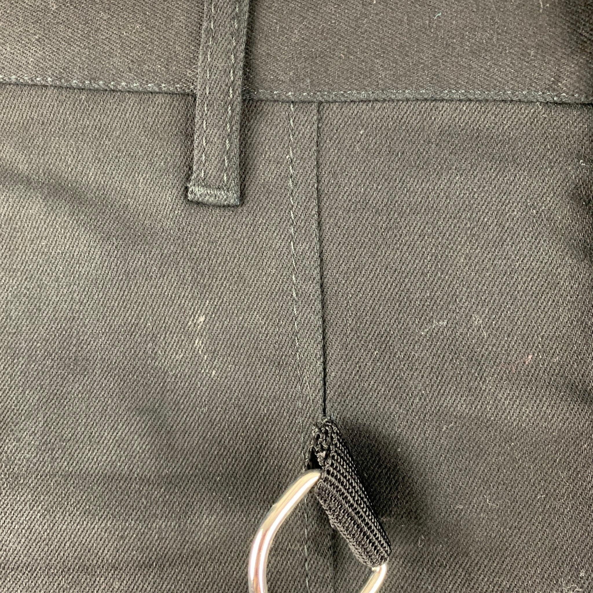 DSQUARED2 Size 36 Black Cotton Elastane Straps Bondage Casual Pants For Sale 3