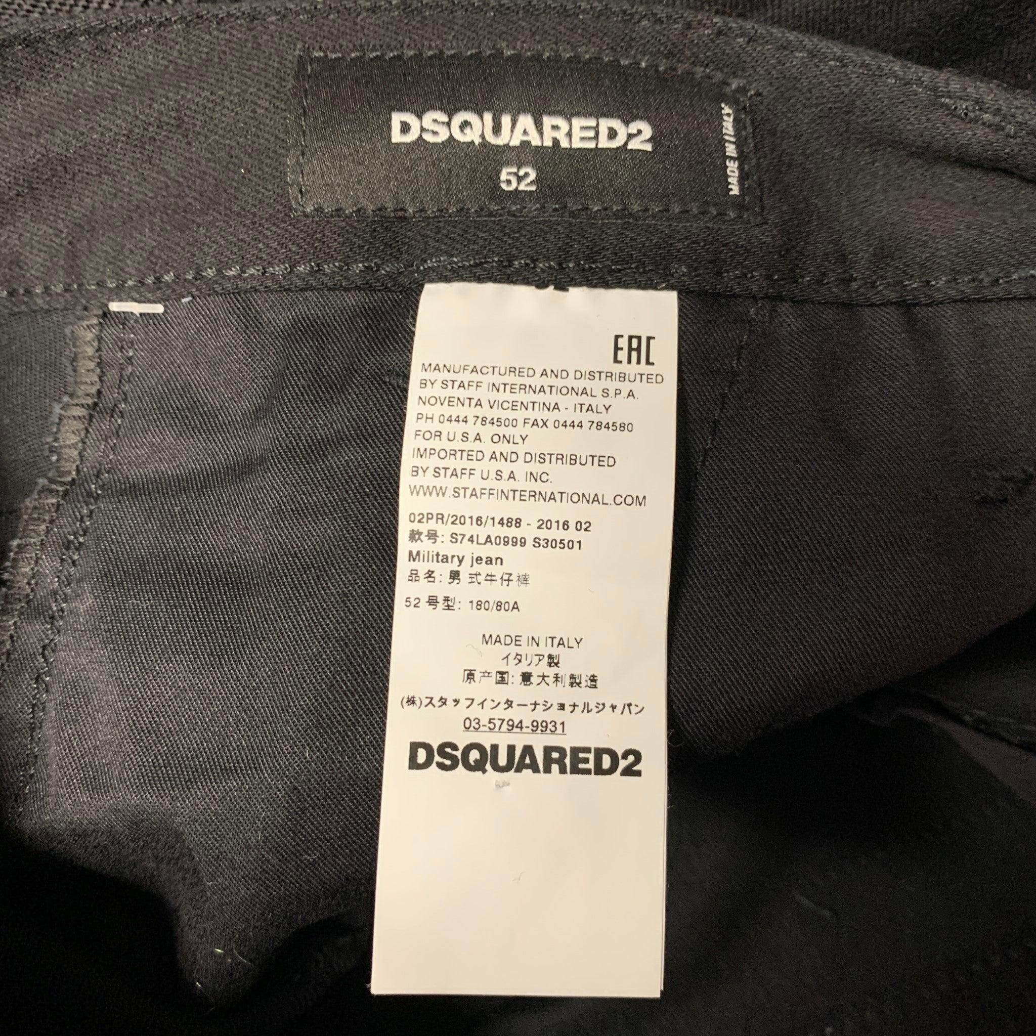 DSQUARED2 Size 36 Black Cotton Elastane Straps Bondage Casual Pants For Sale 5