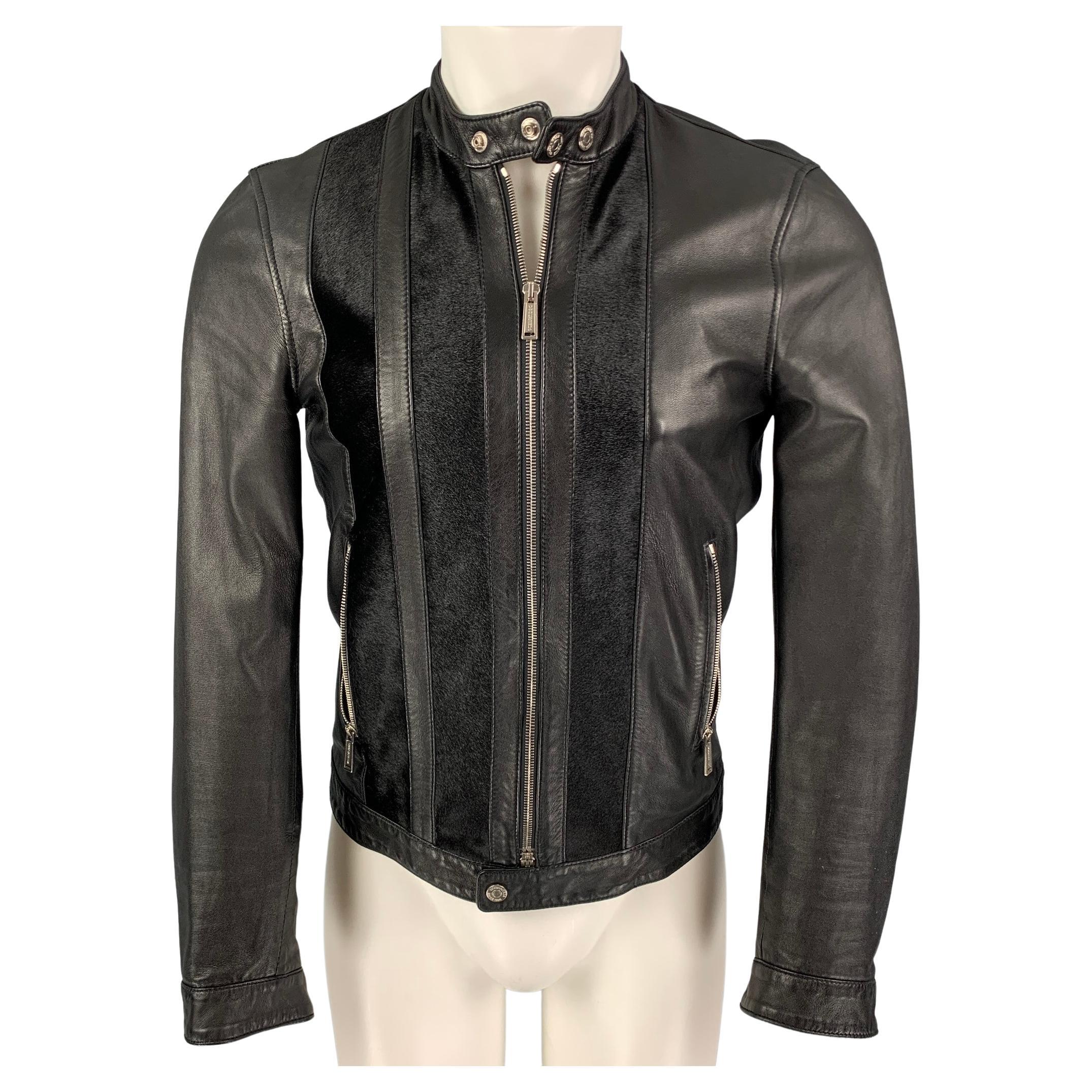 DSQUARED2 Size 36 Black Leather Zip Up Jacket