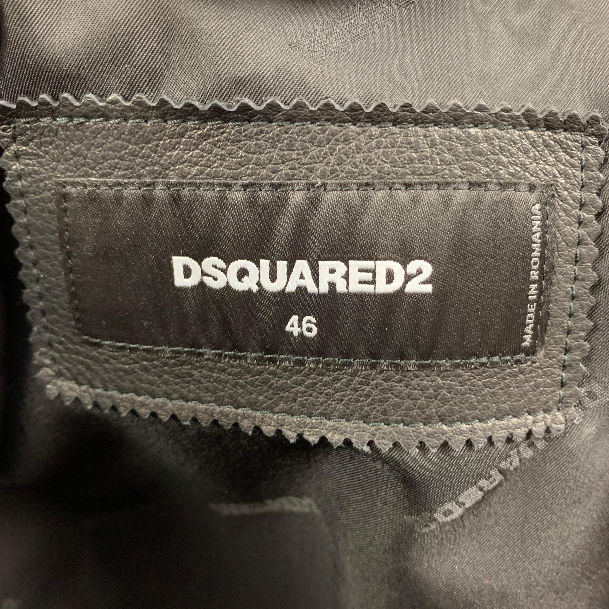 DSQUARED2 Size 36 Black Red Leather Snaps Jacket 3