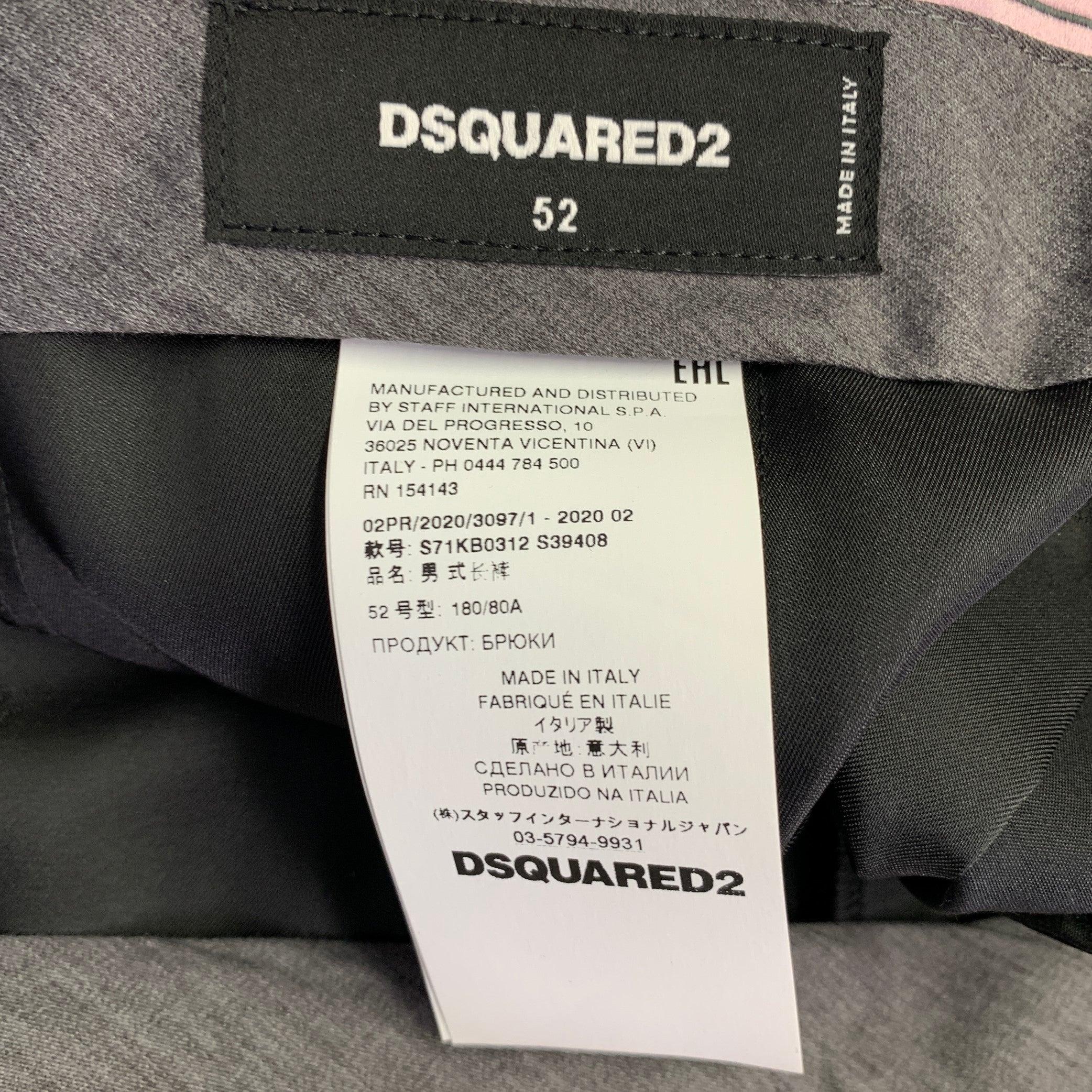DSQUARED2 Talla 36 Pantalones de vestir con puños de lana y seda negra Negro en venta