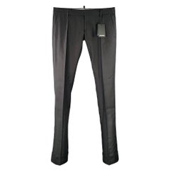 DSQUARED2 Größe 36 Schwarz Wolle Seide Cuffed Dress Pants