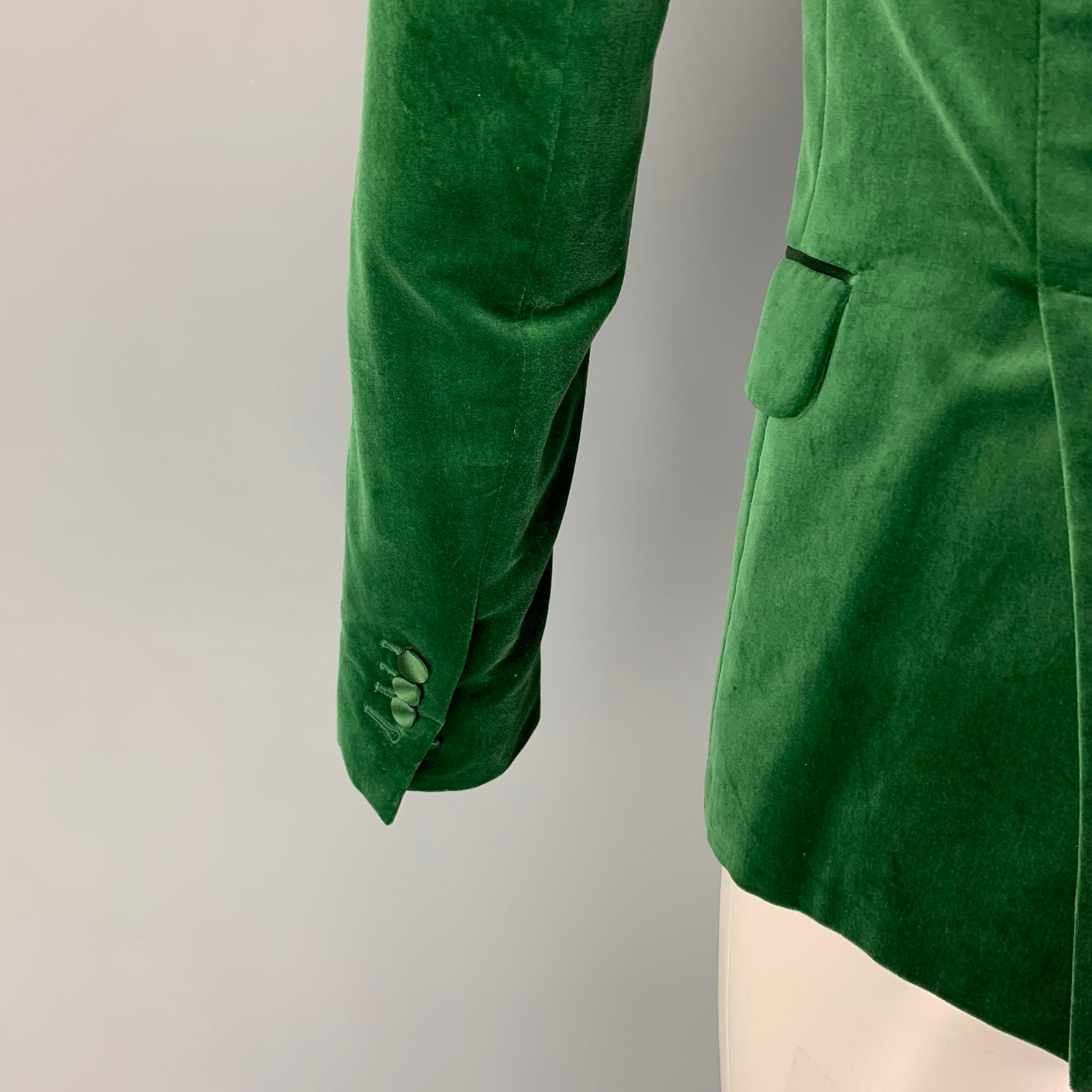 DSQUARED2 Size 36 Green Velvet Cotton Peak Lapel Sport Coat 1