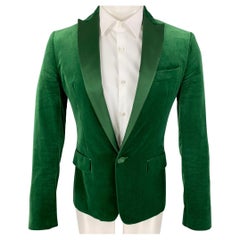 DSQUARED2 Size 36 Green Velvet Cotton Peak Lapel Sport Coat