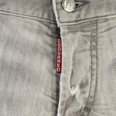 DSQUARED2 Size 36 Grey Distressed Cotton Blend Slim Cut Jeans