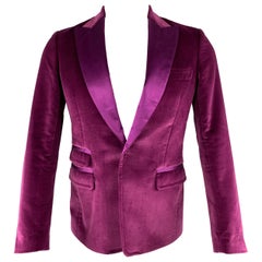 DSQUARED2 Size 36 Magenta Solid Cotton Velvet Peak Lapel Sport Coat