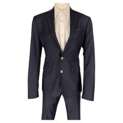 DSQUARED2 Size 36 Navy White Dots Wool Notch Lapel Suit