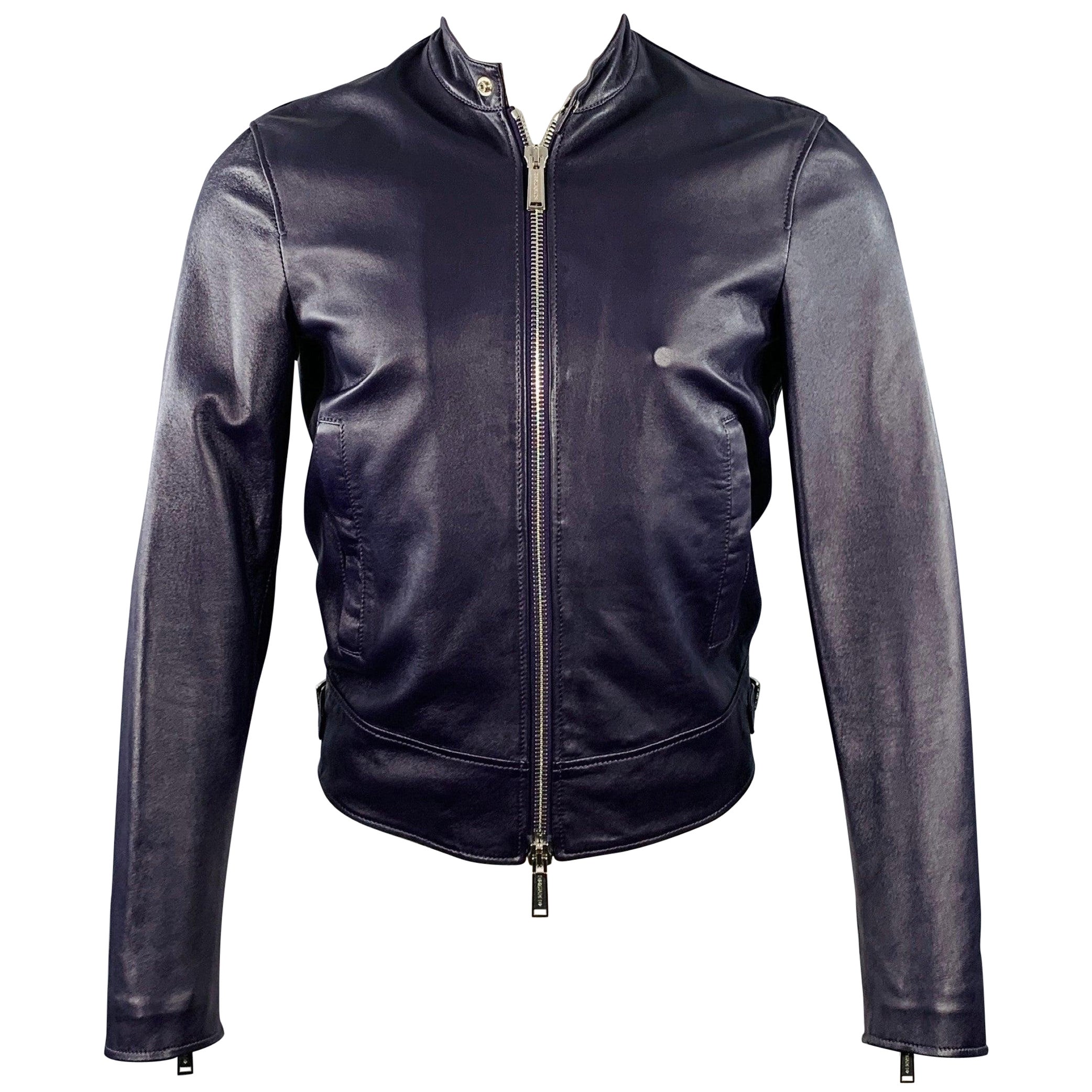 DSQUARED2 Chaqueta de moto de piel morada talla 36