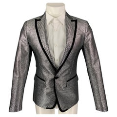 DSQUARED2 Size 36 Silver Checkered Polyester / Silk Peak Lapel Sport Coat