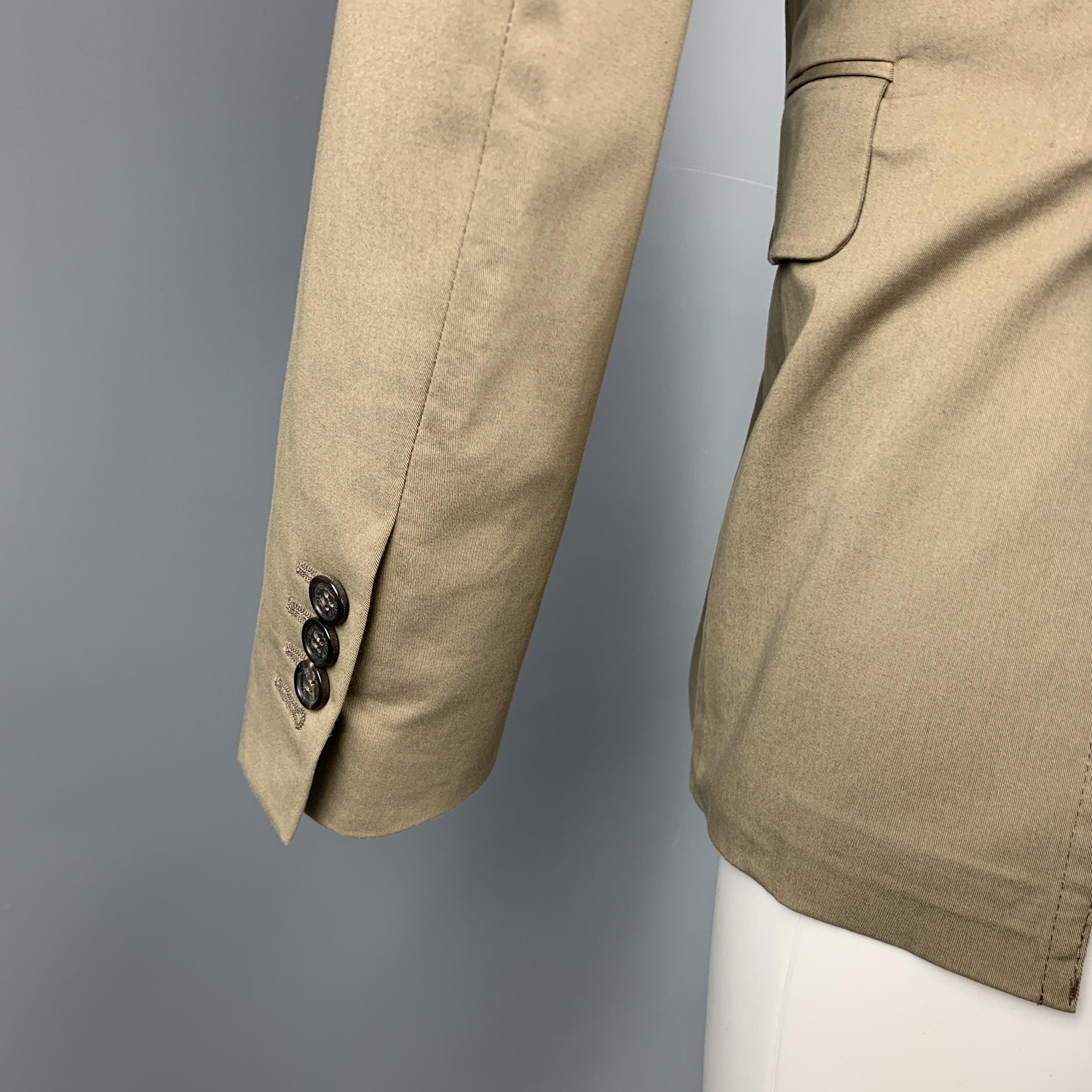 Men's DSQUARED2 Size 36 Taupe Cotton Blend Notch Lapel Sport Coat For Sale
