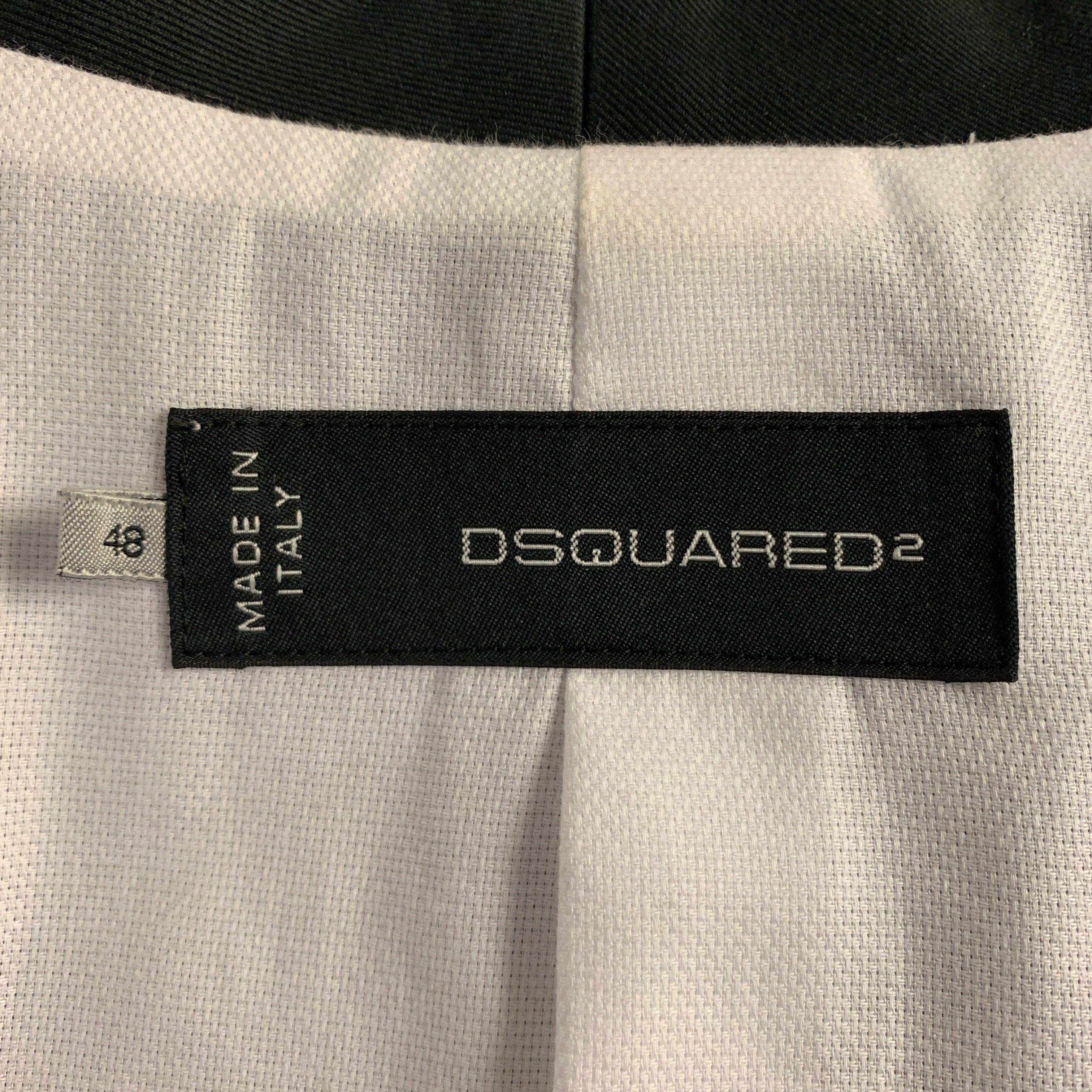 DSQUARED2 Size 38 Black Cotton / Elastane Shawl Collar Safety Pin Sport Coat For Sale 5