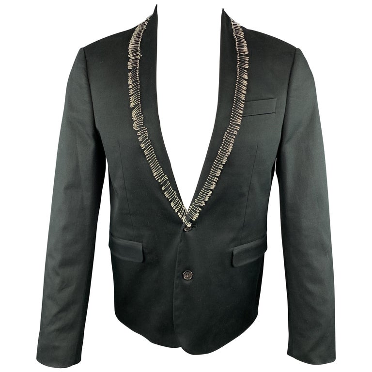 DSQUARED2 Size 38 Black Cotton / Elastane Shawl Collar Safety Pin Sport