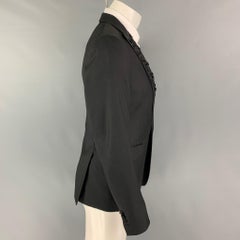 DSQUARED2 Größe 38 Schwarz Stickerei Wolle Seide Scheitel Revers Sportmantel