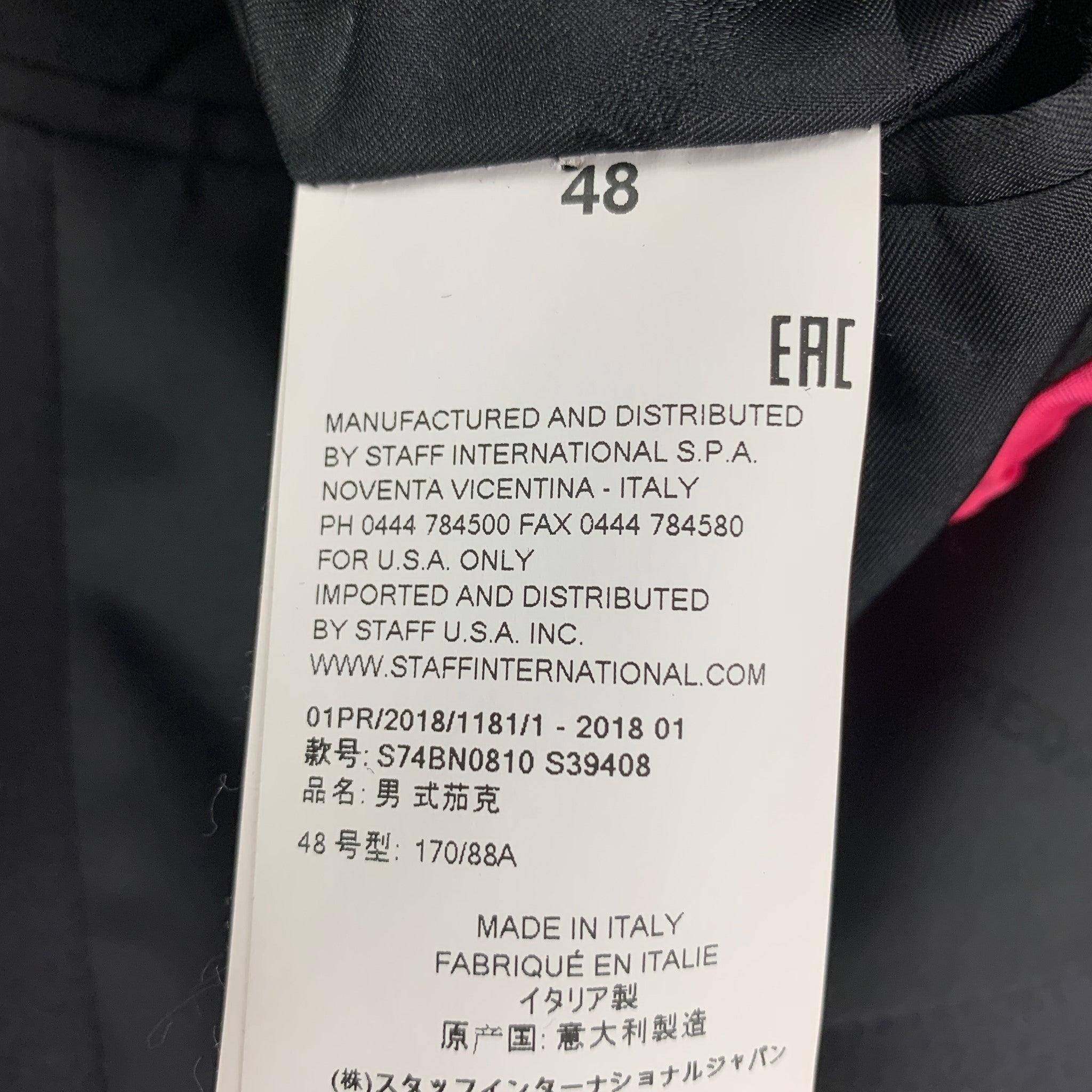 DSQUARED2 Size 38 Black Embroidery Wool Silk Peak Lapel Sport Coat For Sale 1