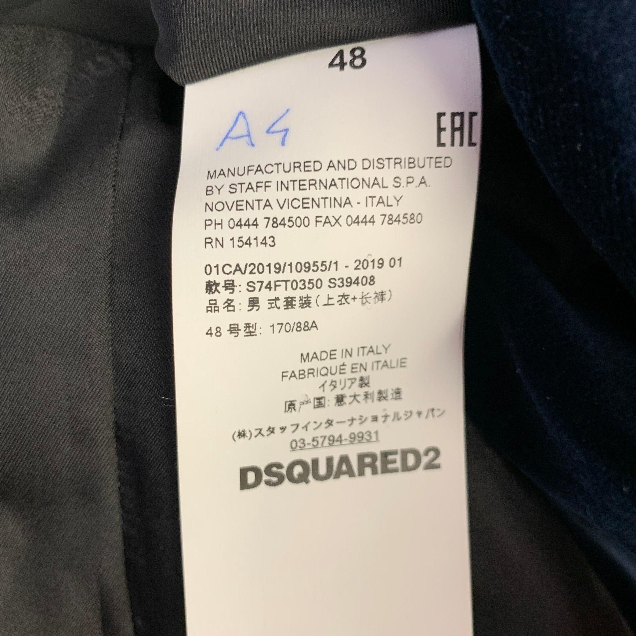 DSQUARED2 Size 38 Black Navy Wool Silk Shawl Collar Sport Coat For Sale 5