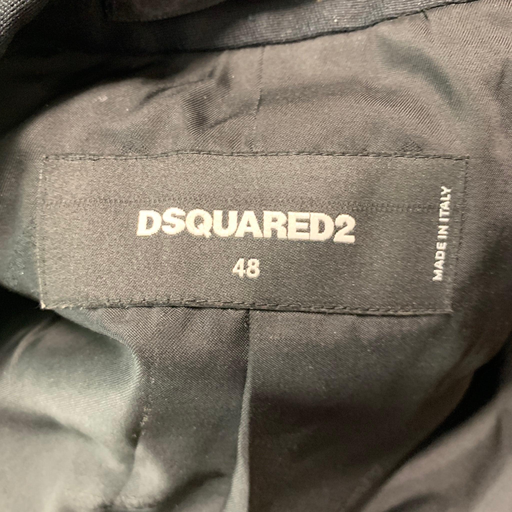 DSQUARED2 Size 38 Black Wool Silk Double Breasted Sport Coat For Sale 2