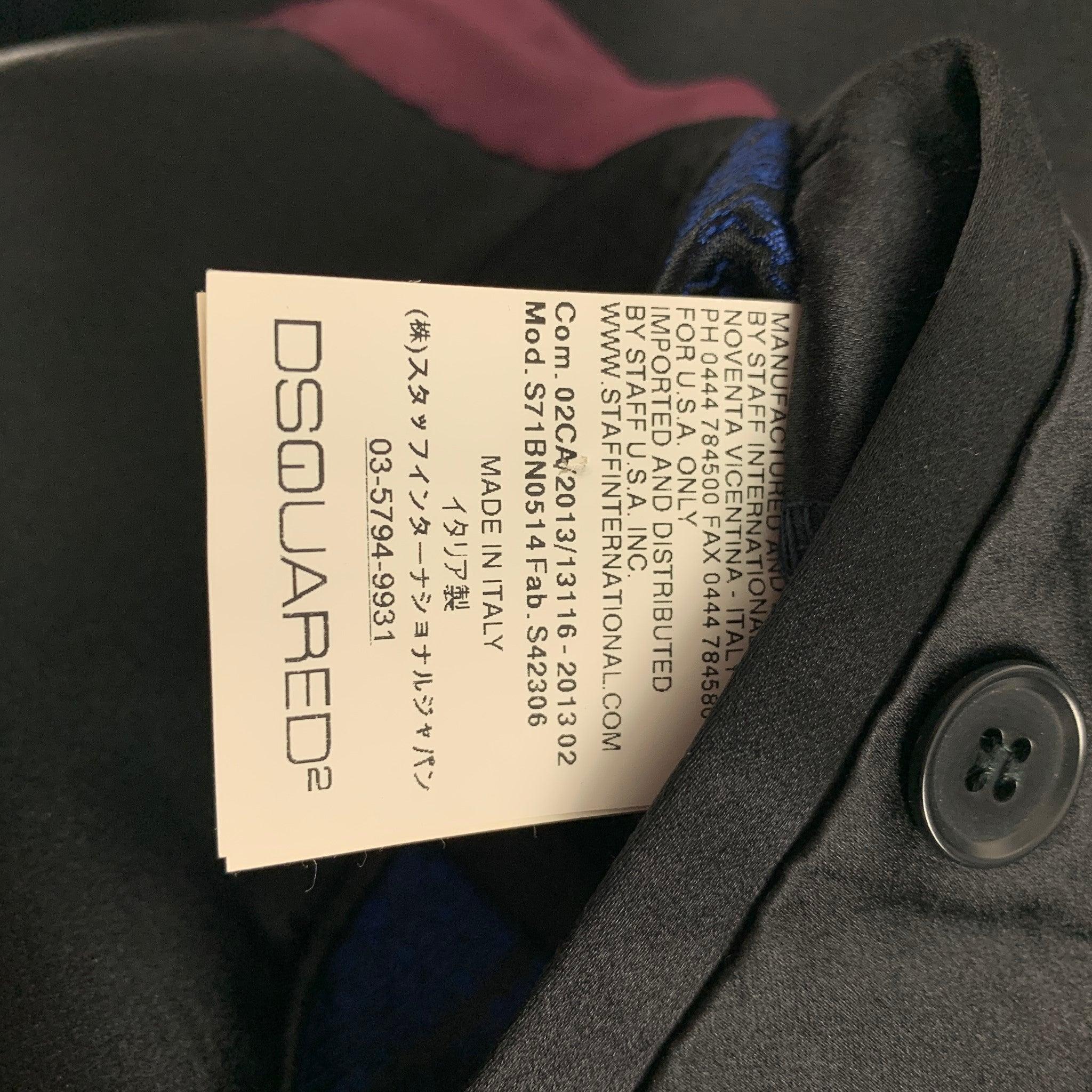 DSQUARED2 Size 38 Blue Black Jacquard Polyester Silk Sport Coat For Sale 3