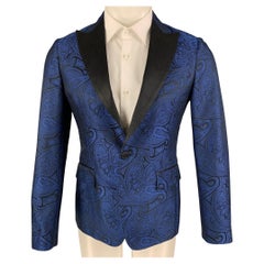 DSQUARED2 Size 38 Blue Black Jacquard Polyester Silk Sport Coat