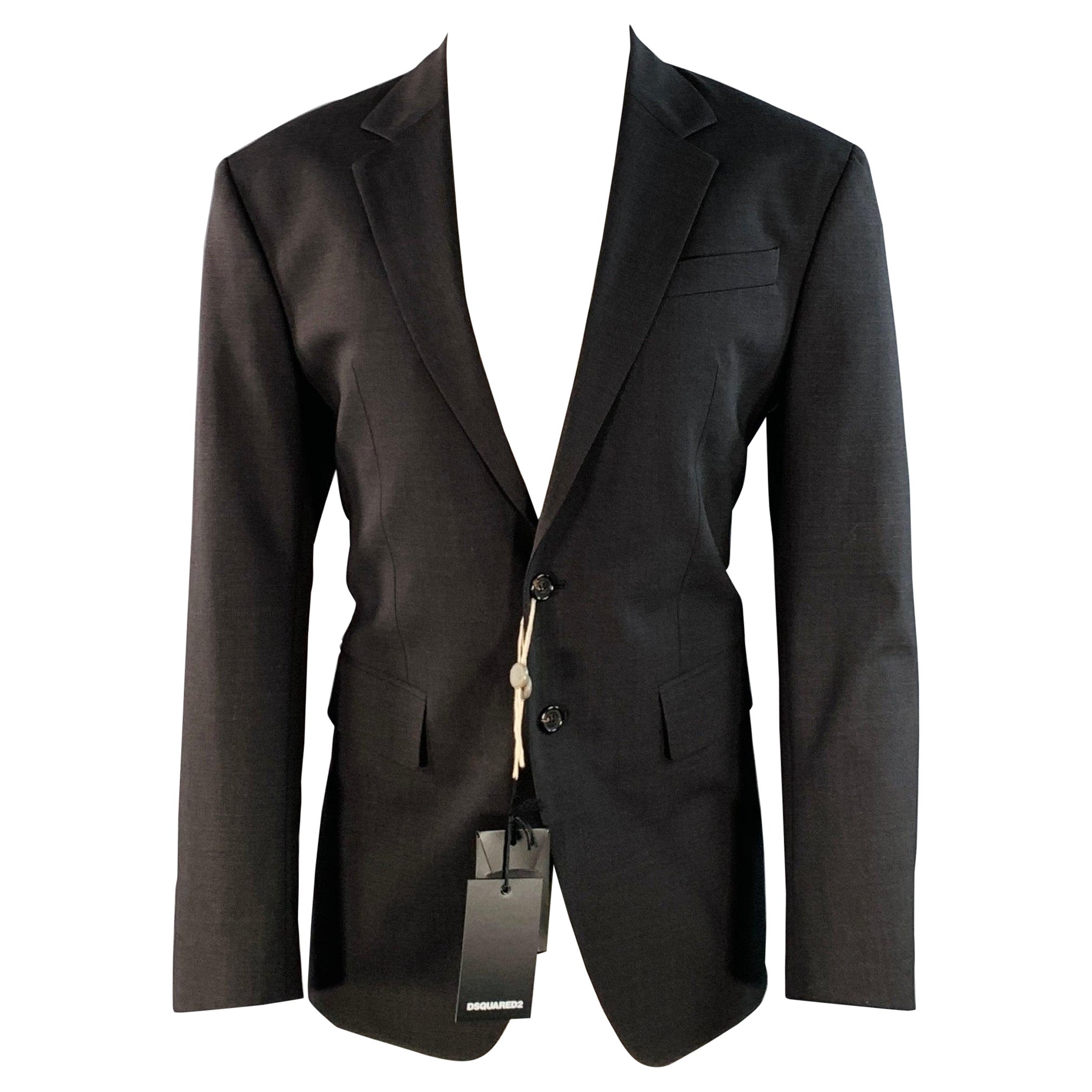 DSQUARED2 Talla 38 Abrigo de lana gris oscuro con solapa de muesca