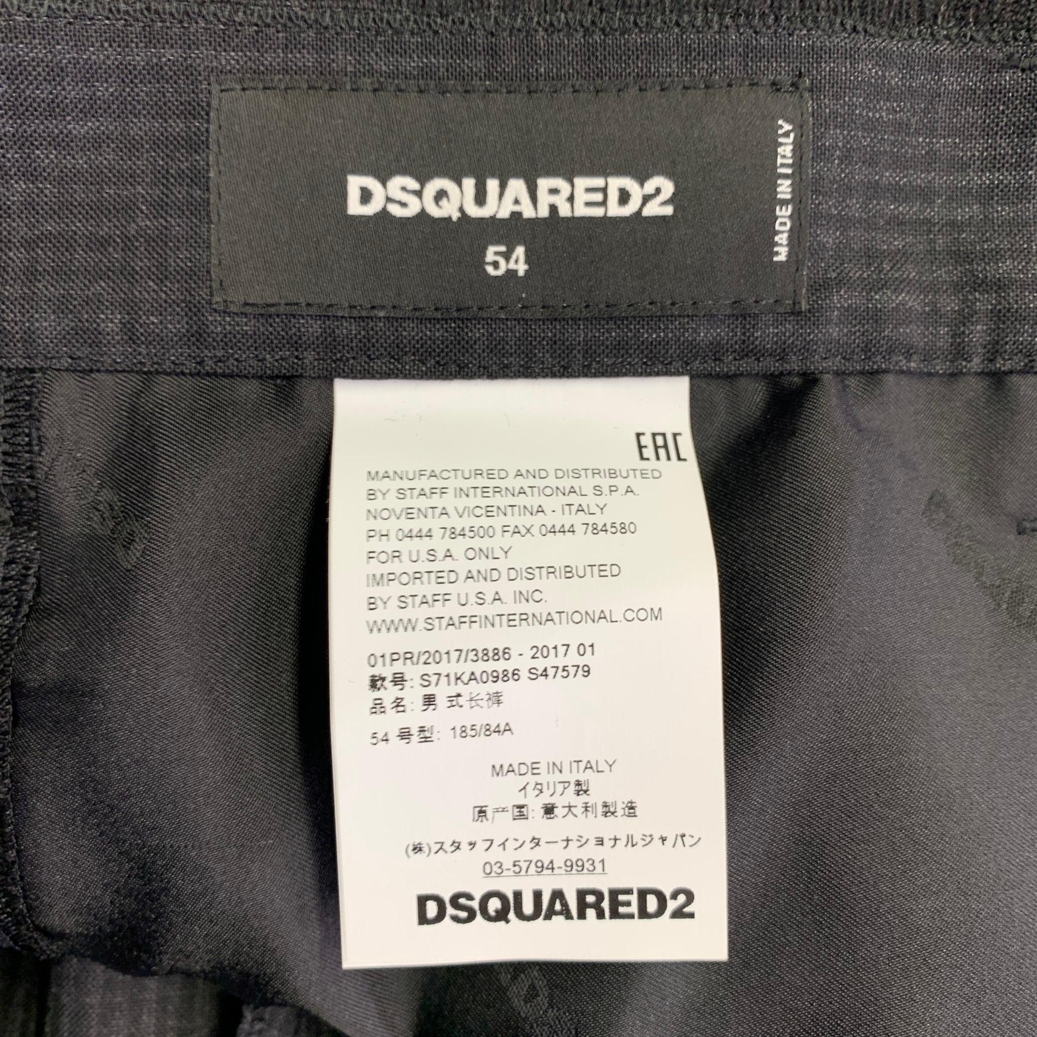 De los hombres DSQUARED2 Talla 38 Gris Negro A Cuadros Lana Raw Edges Pantalones de vestir en venta