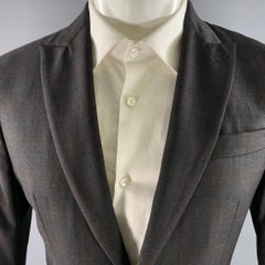 DSQUARED2 Size 38 Grey Brown Plaid Wool Peak Lapel Sport Coat