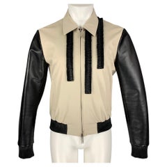 DSQUARED2 Size 38 Khaki & Black Cotton Leather Ruffle Jacket