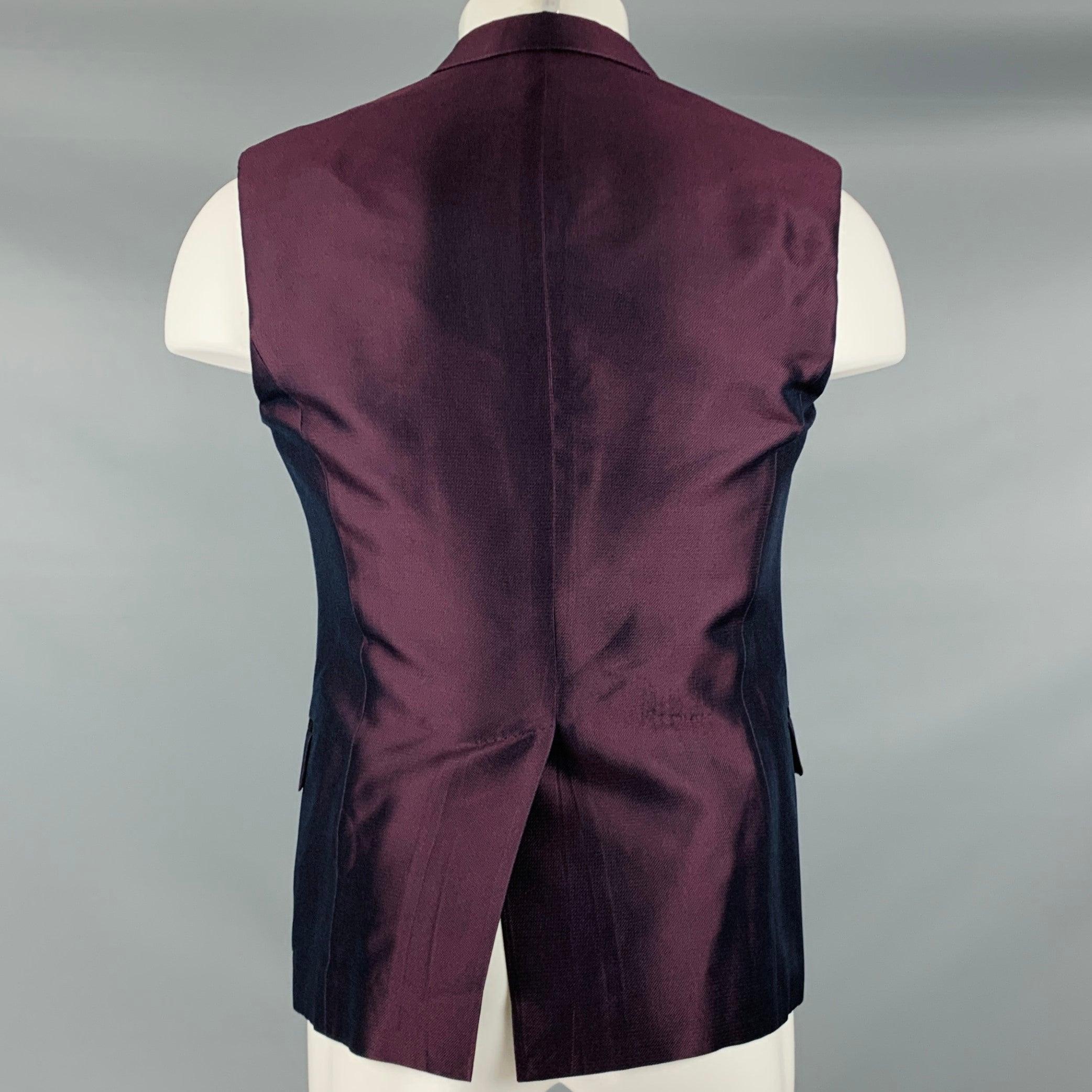 DSQUARED2 Size 38 Purple Black Silk Peak Lapel Vest In Good Condition For Sale In San Francisco, CA