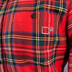 DSQUARED2 Size 38 Red Multi Color Plaid Wool Button Up Long Sleeve Shirt