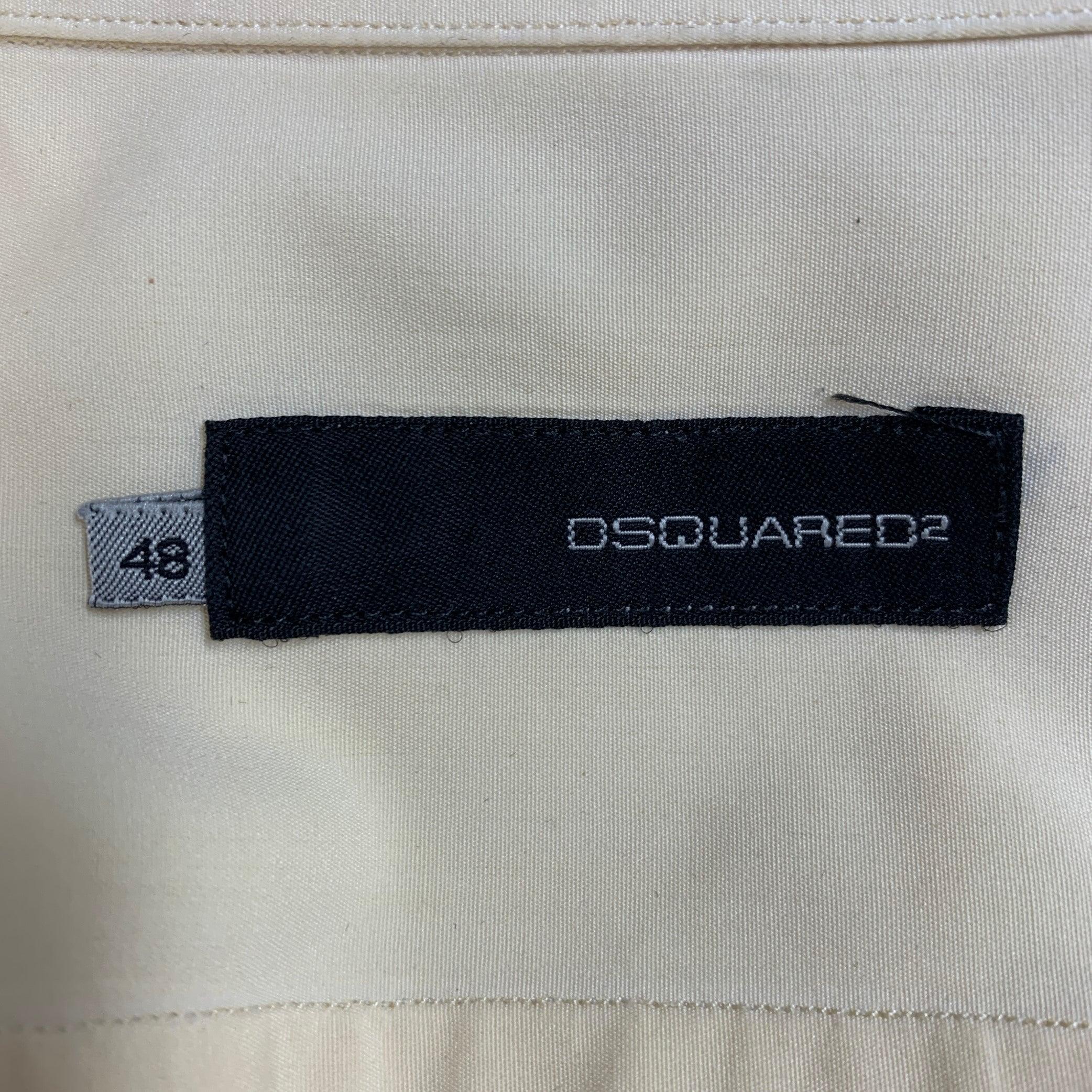 DSQUARED2 Size 38 Yellow Cotton Curved Cutaway Long Sleeve Shirt In Good Condition For Sale In San Francisco, CA
