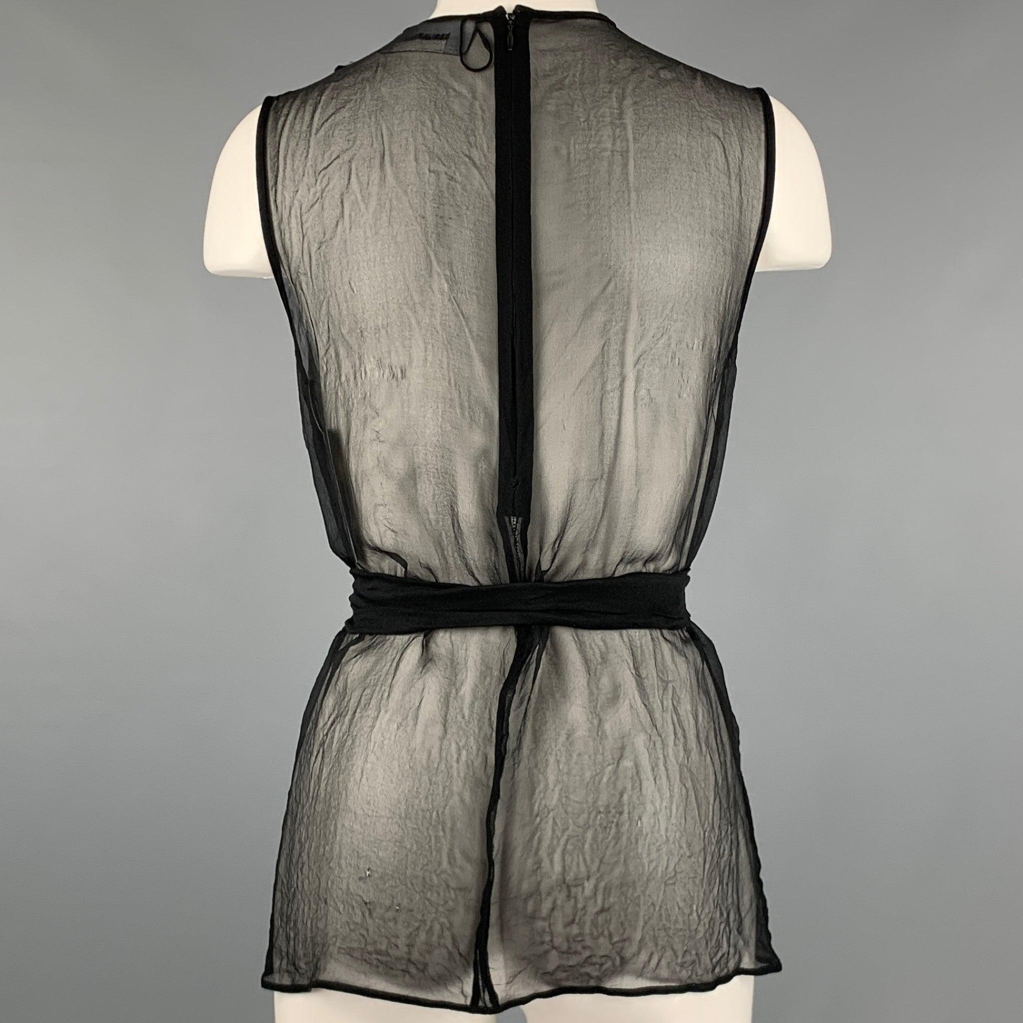 DSQUARED2 Talla 4 Vestido negro de gasa con volantes y sin mangas Top Negro en venta