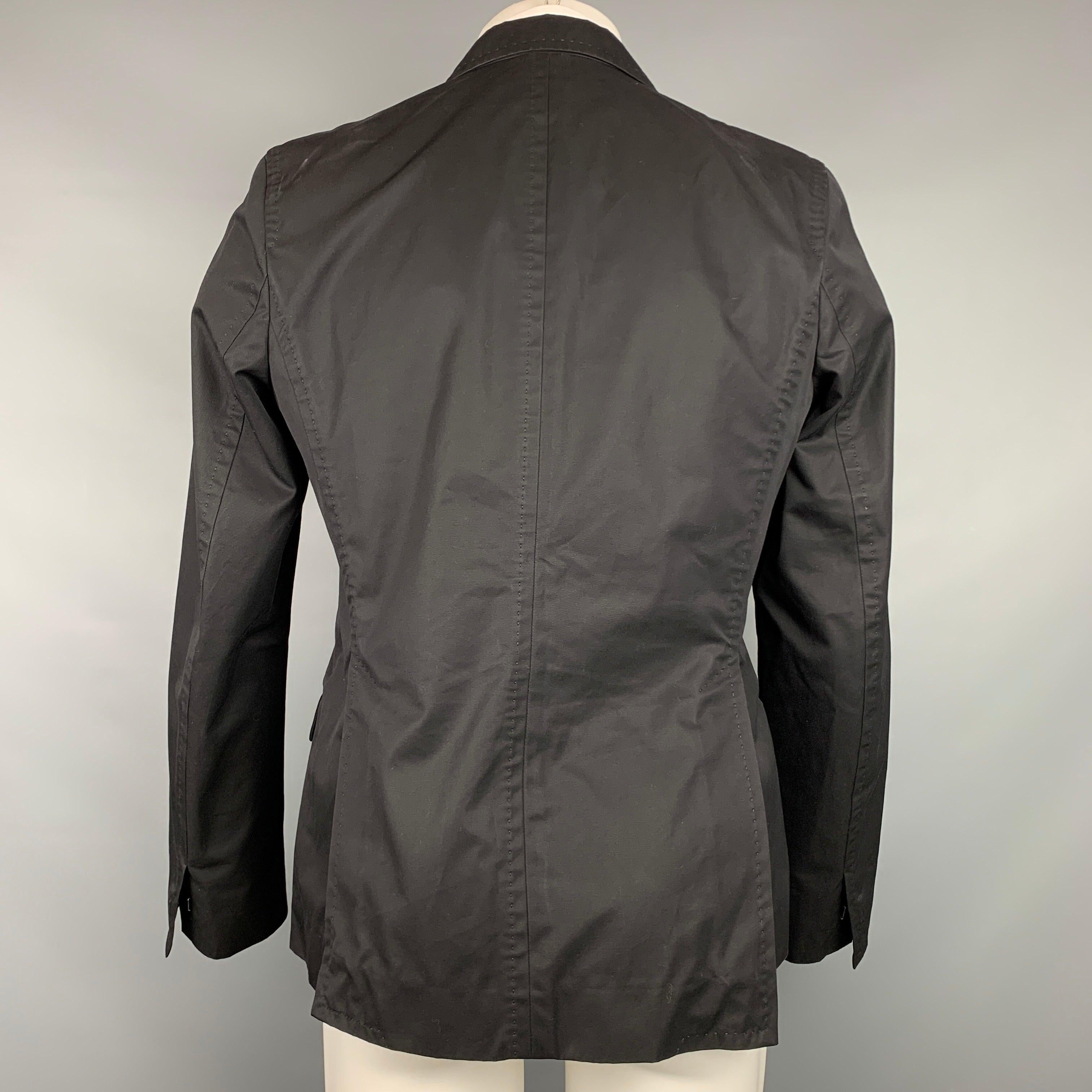 Men's DSQUARED2 Size 40 Black Cotton Peak Lapel Sport Coat For Sale