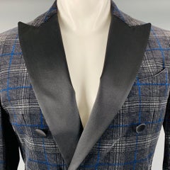 DSQUARED2 - Manteau de sport à carreaux noirs et gris en coton mélangé avec revers à pointe, taille 40