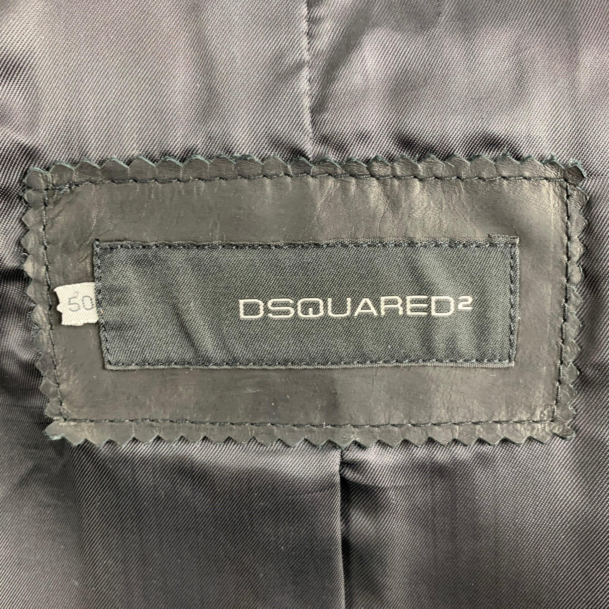DSQUARED2 Size 40 Black Leather Motorcycle Jacket For Sale 2
