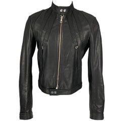 DSQUARED2 Giacca da moto in pelle nera taglia 40