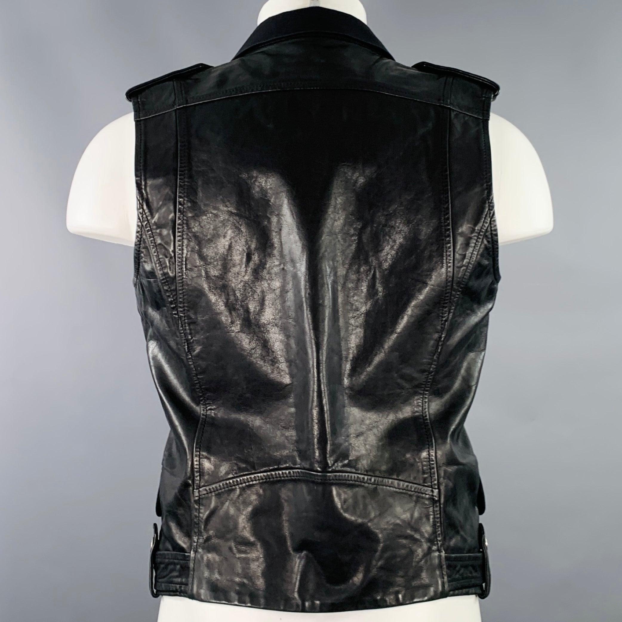 Men's DSQUARED2 Size 40 Black Mixed Fabrics Cotton Silk Vest For Sale