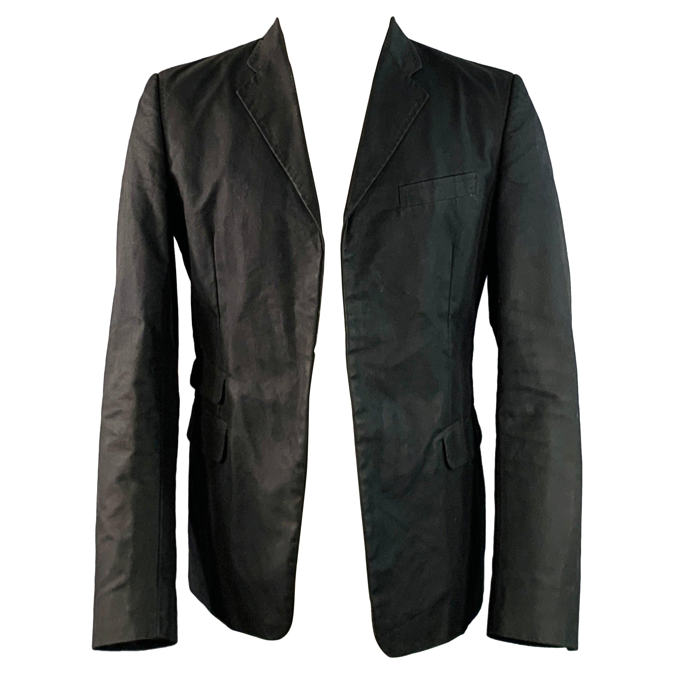 DSQUARED2 Size 40 Black Studded Cotton Blend Studded Notch Lapel Open Front Sport Coat