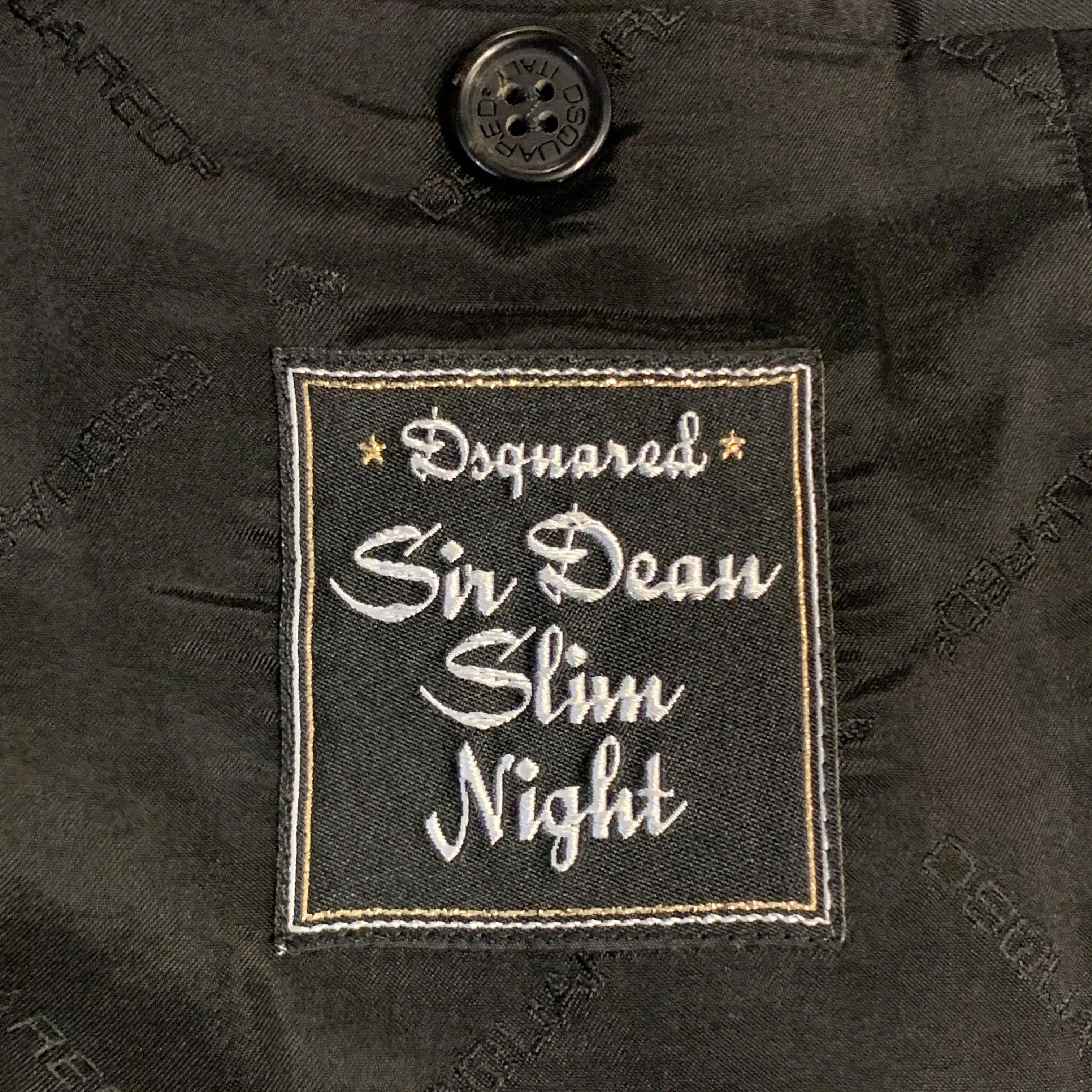 DSQUARED2 Size 40 Black Wool Blend Satin Peak Lapel Tuxedo Jacket For Sale 3
