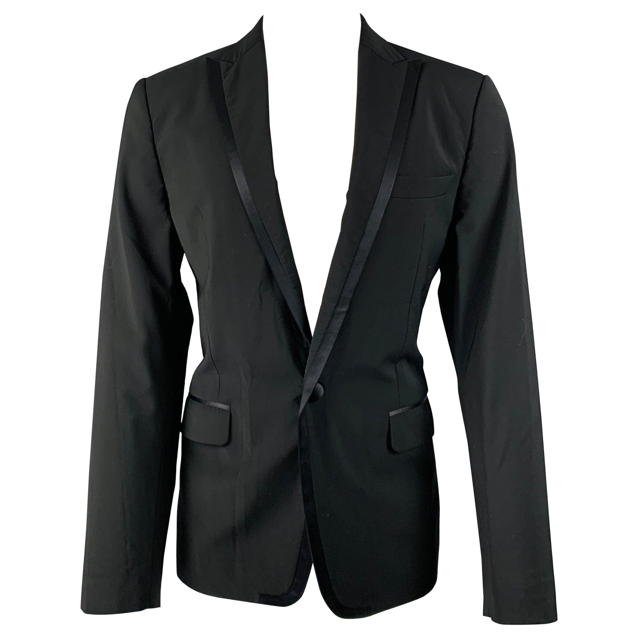 DSQUARED2 Größe 40 Schwarzer Sportmantel aus Wolle mit Spitzenrevers
