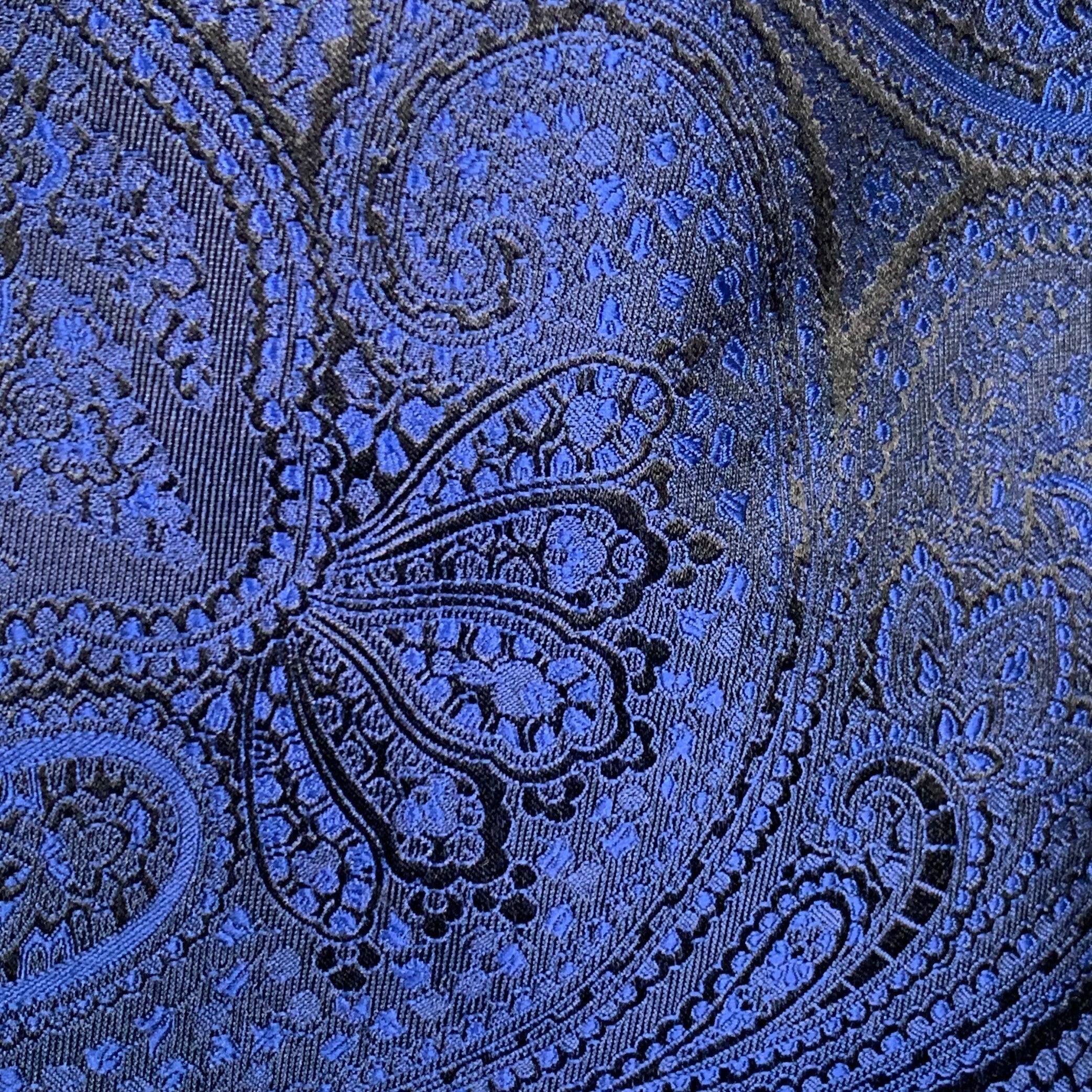 DSQUARED2 Größe 40 Blau Schwarz Paisley Polyester Seide Jacquard Smoking Sportmantel (Violett) im Angebot