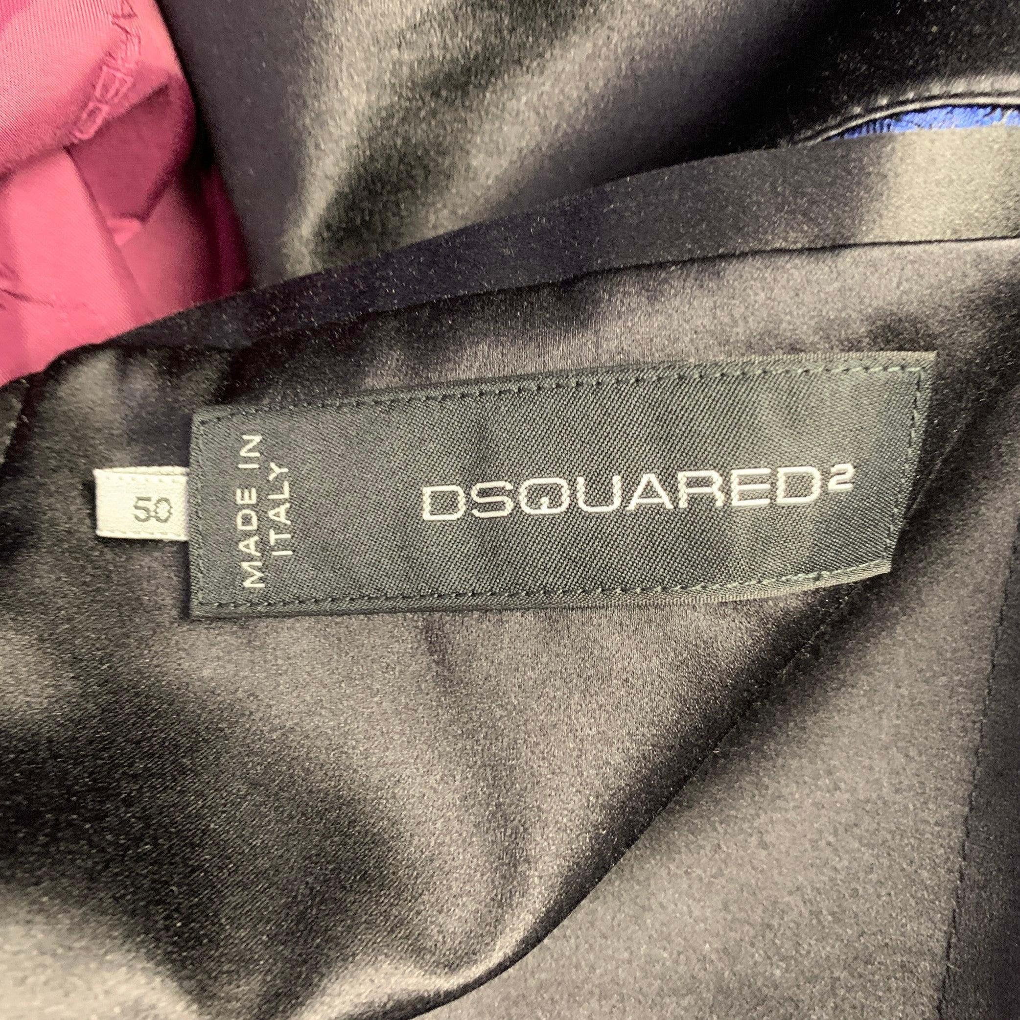 DSQUARED2 Größe 40 Blau Schwarz Paisley Polyester Seide Jacquard Smoking Sportmantel im Angebot 2