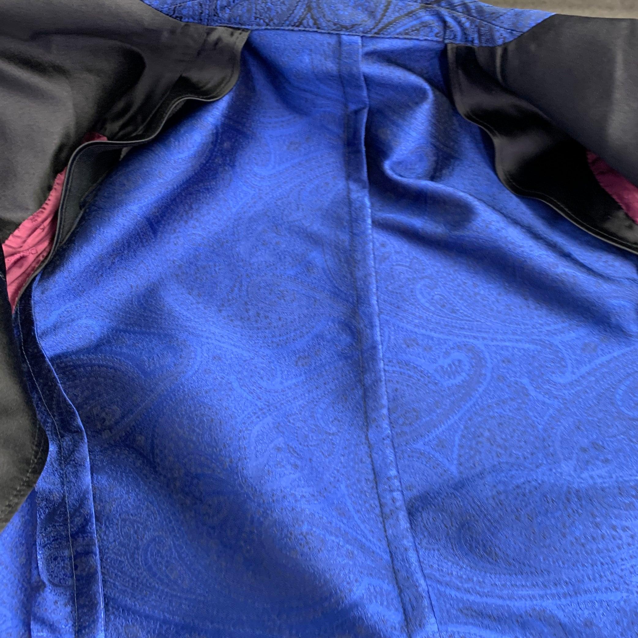 DSQUARED2 Größe 40 Blau Schwarz Paisley Polyester Seide Jacquard Smoking Sportmantel im Angebot 3