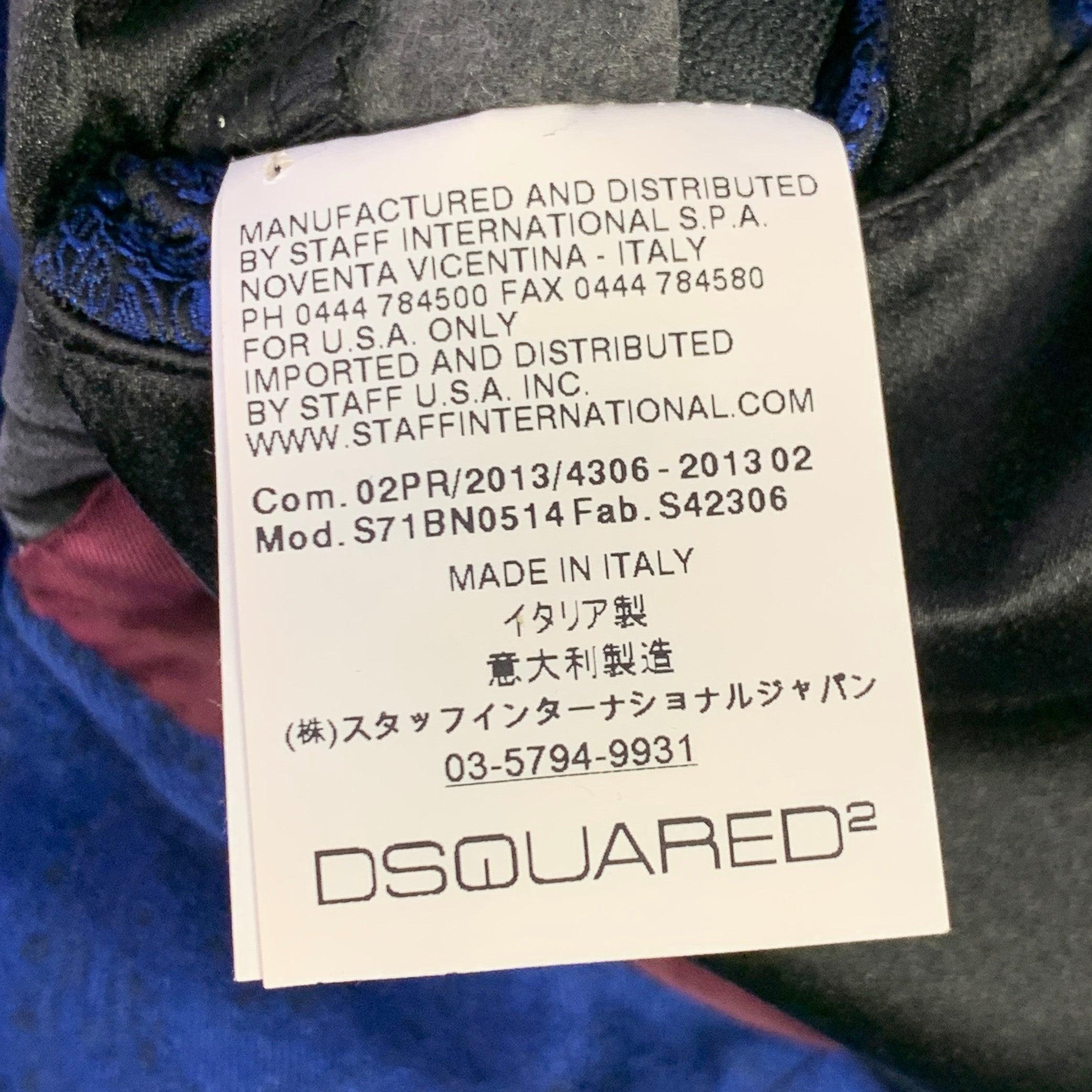 DSQUARED2 Größe 40 Blau Schwarz Paisley Polyester Seide Jacquard Smoking Sportmantel im Angebot 4