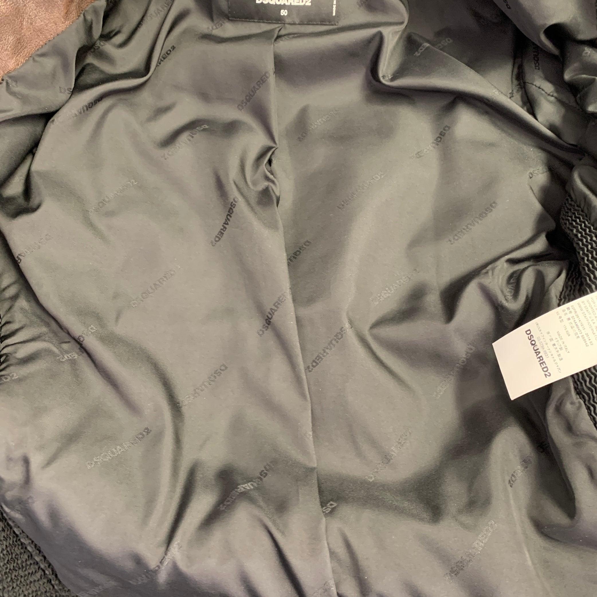 Men's DSQUARED2 Size 40 Brown Distressed Leather Slim Fit Biker Jacket For Sale
