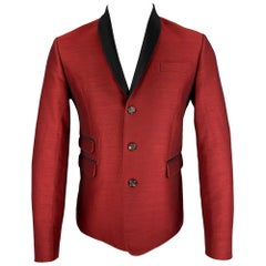 DSQUARED2 Size 40 Burgundy Black Two Toned Wool Silk Sport Coat