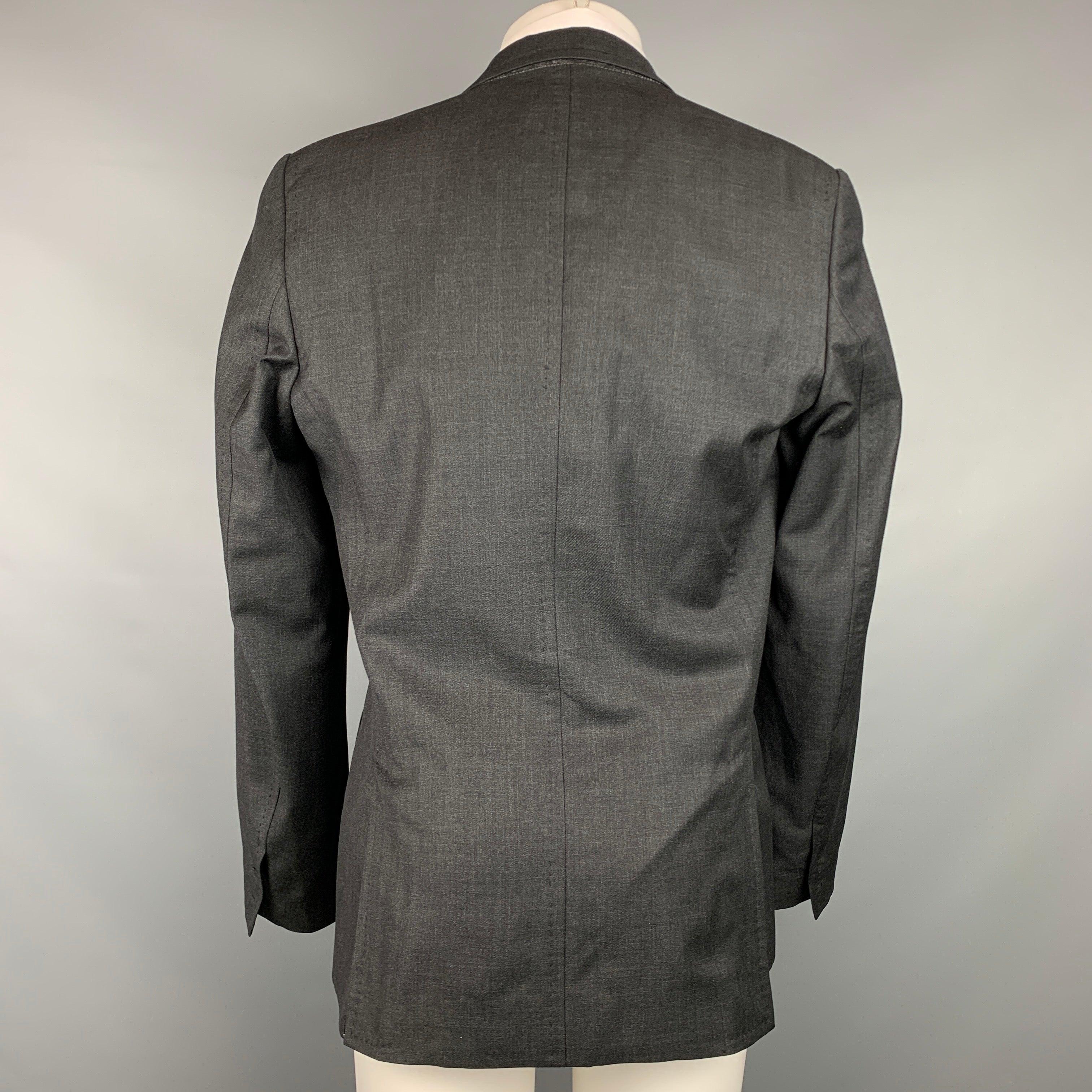 Men's DSQUARED2 Size 40 Charcoal Wool Peak Lapel Sport Coat For Sale