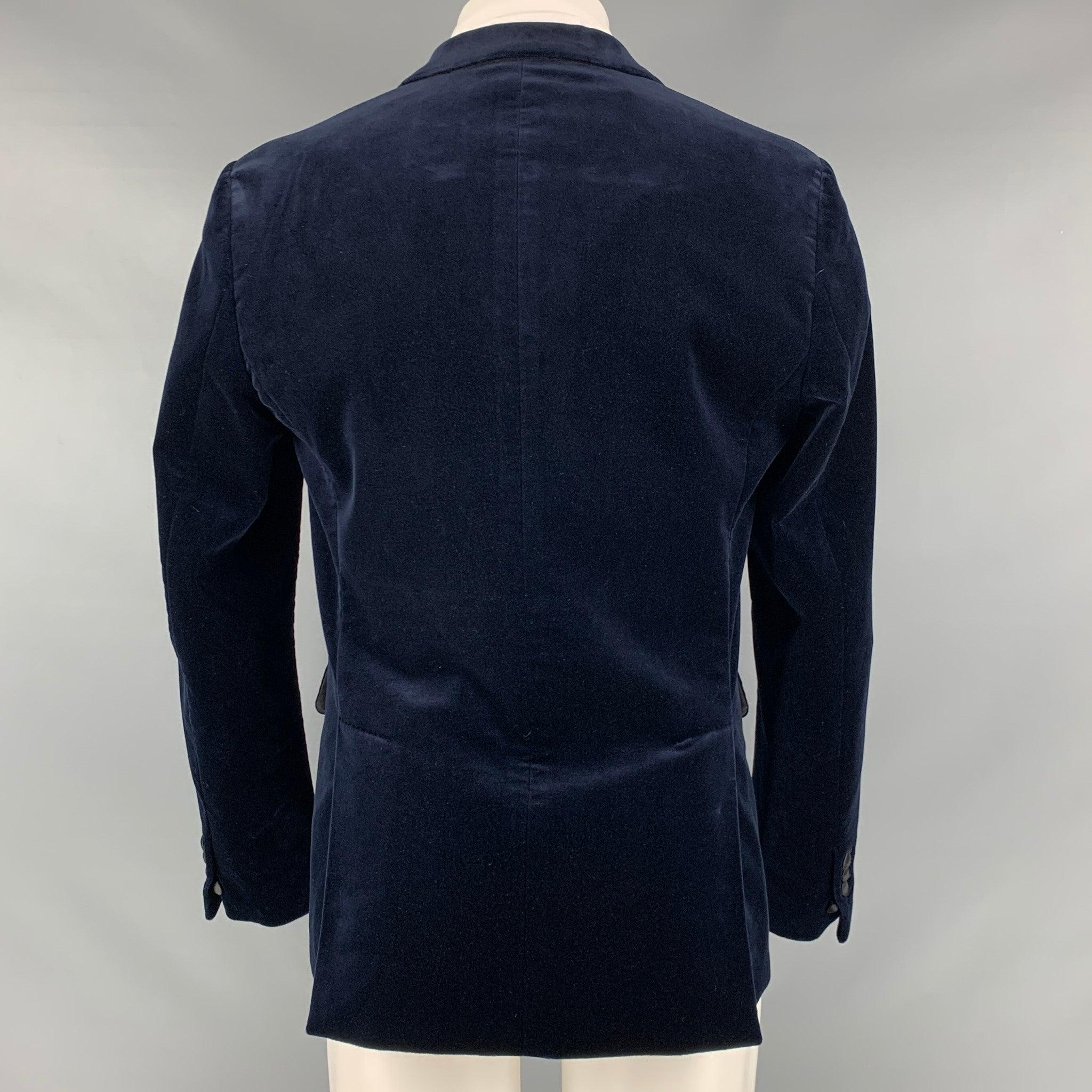 DSQUARED2 Size 40 Navy Black Velvet Cotton  Elastane Sport Coat In Excellent Condition For Sale In San Francisco, CA